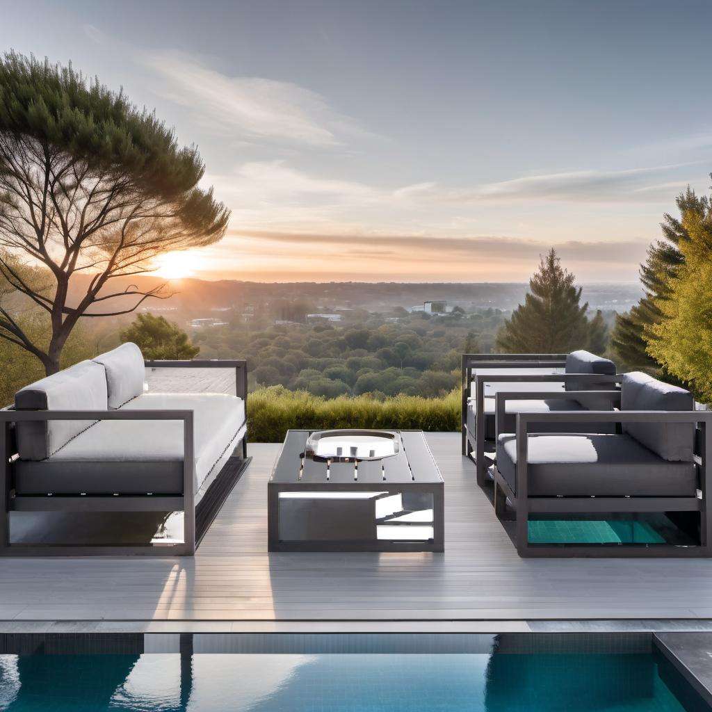 Ensemble de Salon de Jardin Moderne en Aluminium - Mobilier d'Extérieur Luxe